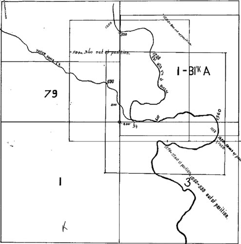 The Southwest Corner of Section 1, Block A Map